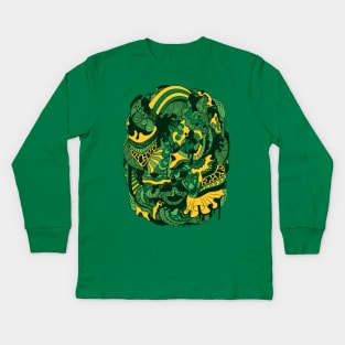Forrest Green Abstract Wave of Thoughts No 2 Kids Long Sleeve T-Shirt